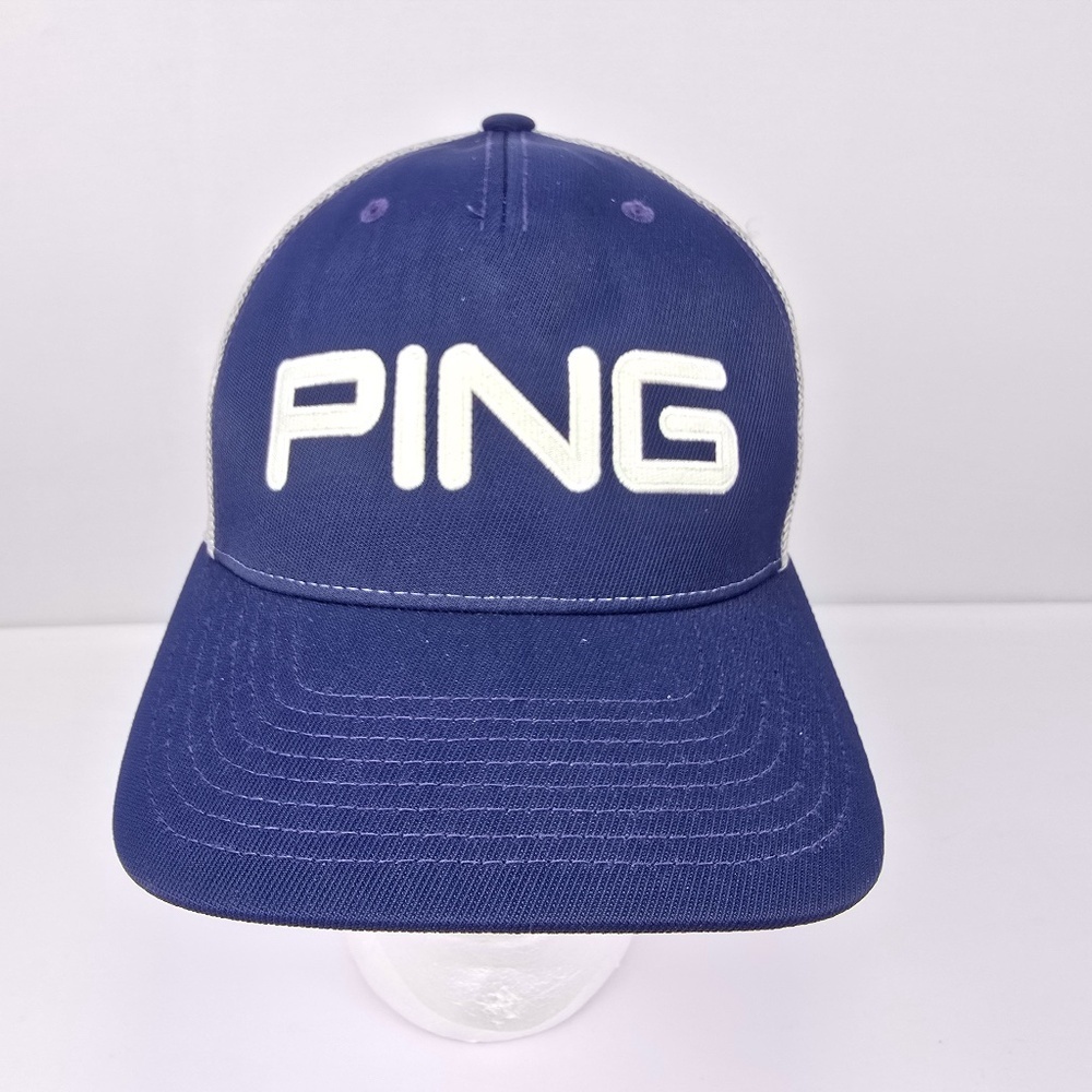 Ping Flexfit 110 Snapback Mesh Back Trucker Golf Hat Blue
